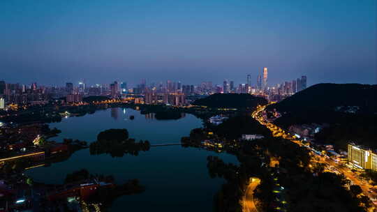 湖南长沙咸嘉湖城市风光航拍延时