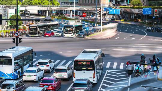 8K城市早高峰路口车流延时