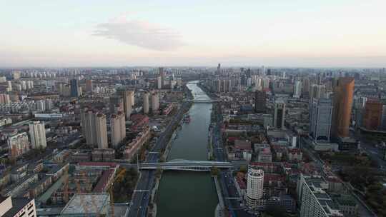 天津海河风景线小白楼城市建筑风光航拍