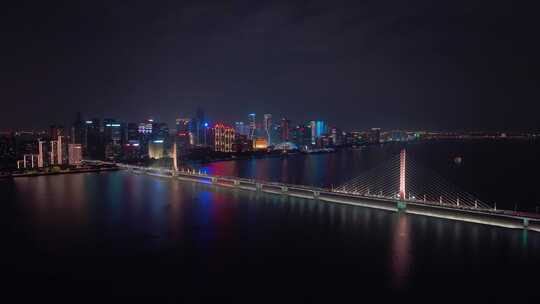 杭州_西兴大桥夜景航拍