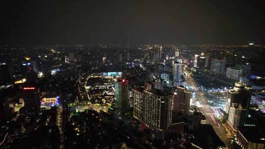 江苏常州城市夜景灯光航拍