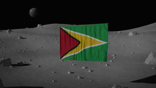月球上的圭亚那国旗|UHD|60fps视频素材模板下载