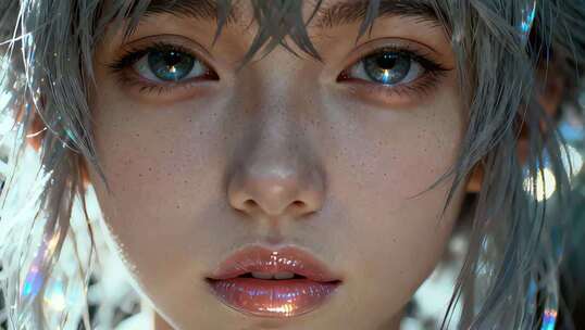 女性脸部微距特写素材