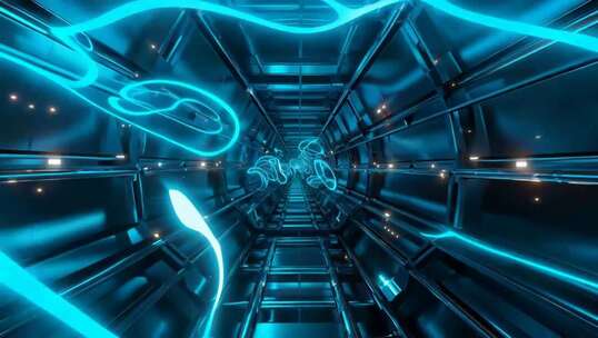 科技感蓝色隧道穿梭画面