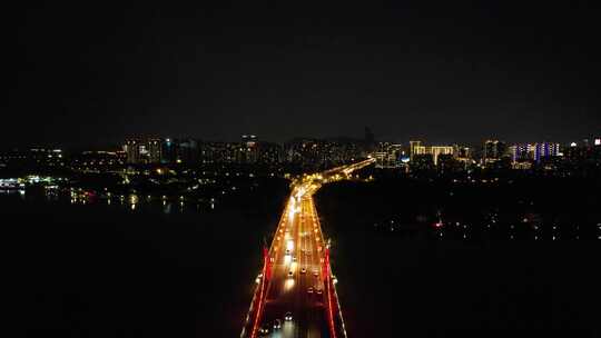 江苏无锡城市夜景灯光航拍