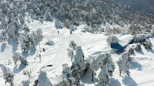 冬天临安百丈岭雪景风光 航拍