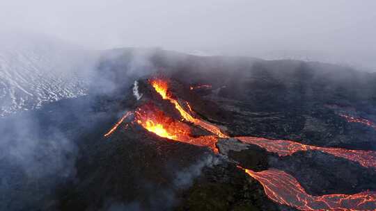 火山，喷发，熔岩，烟雾