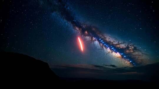 夜空流星划过与银河景观