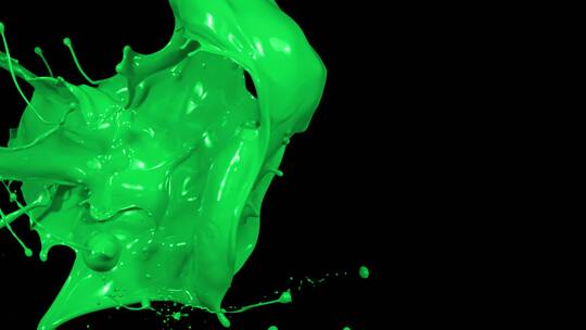 绿色液体颜料泼洒飞溅 (2)
