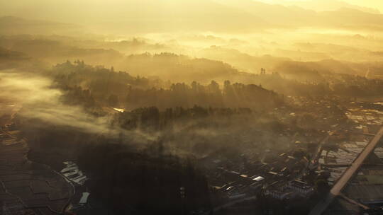 金色光影中的乡村大地