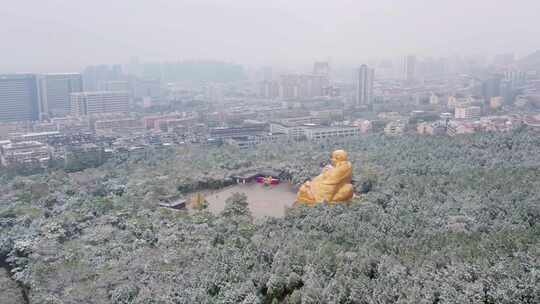 4k航拍山东济南千佛山雪景