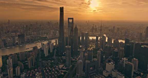 【合集】航拍上海浦东新区外滩陆家嘴风光