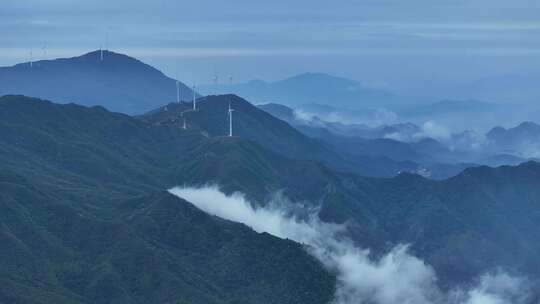 风力发电 绿色能源 云雾云海航拍