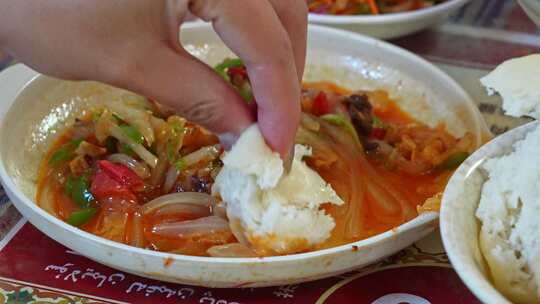 新疆美食馍馍菜视频素材模板下载