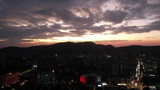 广州城市日落太阳云彩街道公路交流延时夜景