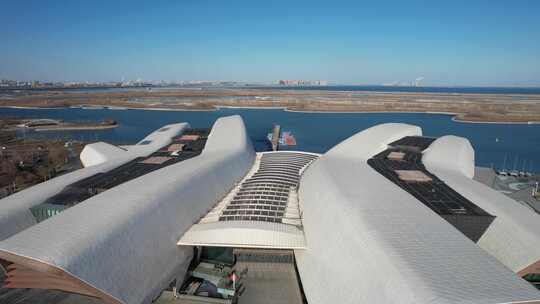 天津滨海国家海洋博物馆城市建筑风光航拍