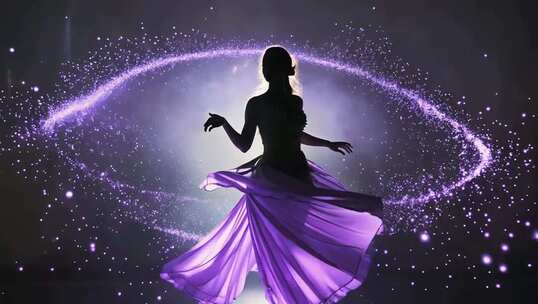 女子带粒子光效舞台舞蹈素材