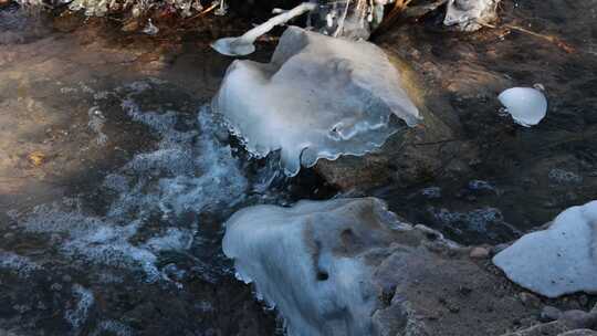 冬天河水结冰 冬天流淌的河水