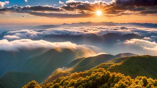 山间云海日出美景