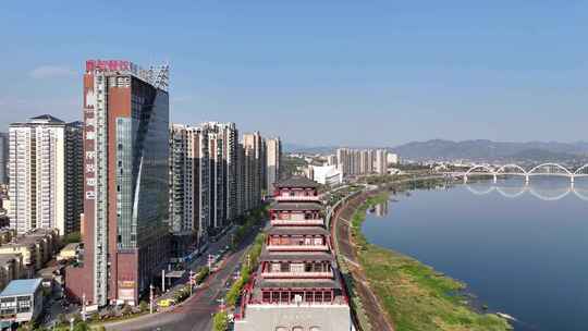 陕西安康美术馆安康西城阁航拍合集