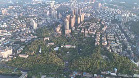 四川自贡城市大景清晨风光航拍