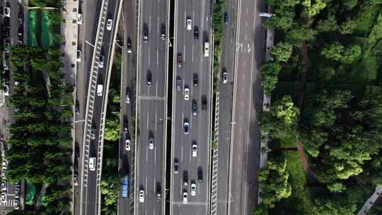 天津城市立交桥道路交通地铁轨道航拍