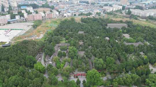 航拍河南南阳卧龙岗武侯祠