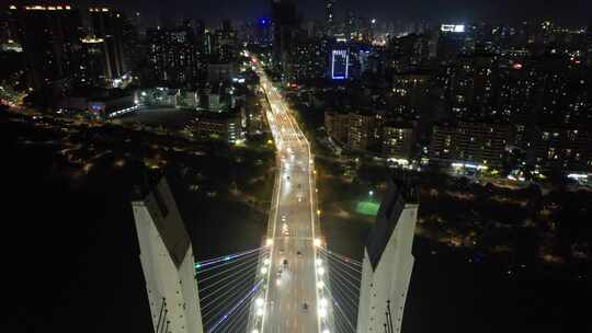 广东惠州合江大桥夜景灯光航拍