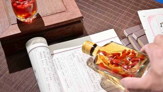 中国传统中医养生药酒药食同源人参枸杞酒