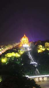 四川德阳钟鼓楼夜景竖版航拍