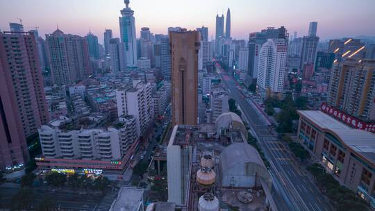 深圳_深南东路_罗湖区_日转夜延时4K视频素材模板下载