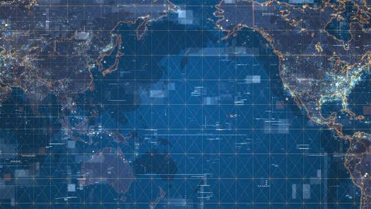 科技风格世界地图蓝色点线互联网大数据