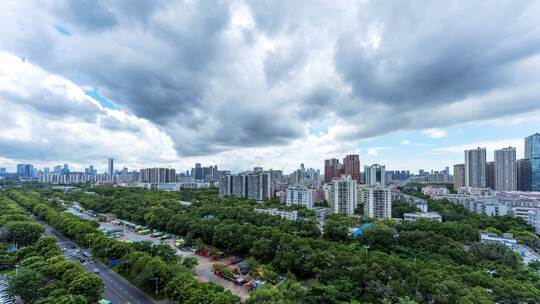 阴天的深圳南山区和宝安城市风光延时视频素材模板下载