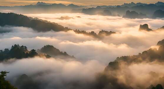 张家界山峰云海山脉日出风景云雾大自然奇峰