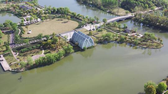 航拍杭州白马湖国际会展中心