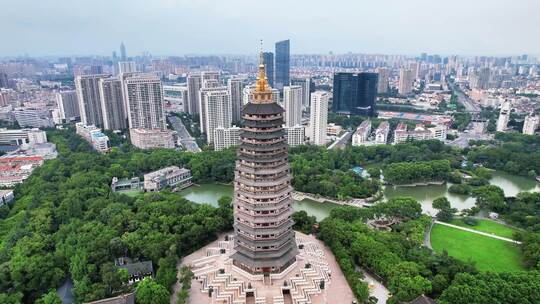 江苏常州红梅公园天宁禅寺航拍