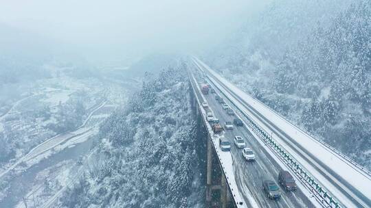 春运高速冰灾雪灾堵车视频素材模板下载