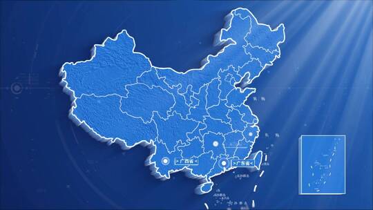 简洁中国蓝色地图