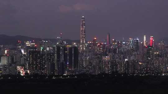 深圳市福田中心区平安金融中心夜景航拍