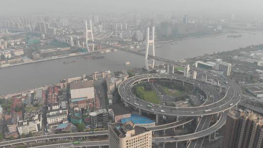 上海南浦大桥航拍 原素材未调色视频素材模板下载