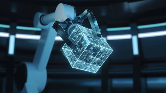 科幻感机械手臂与芯片 3D渲染