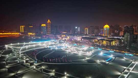 中国黑龙江哈尔滨松花江冬季冰雪嘉年华夜景