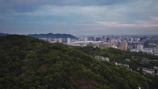 航拍杭州西湖/宝石山/白堤黄龙体育中心