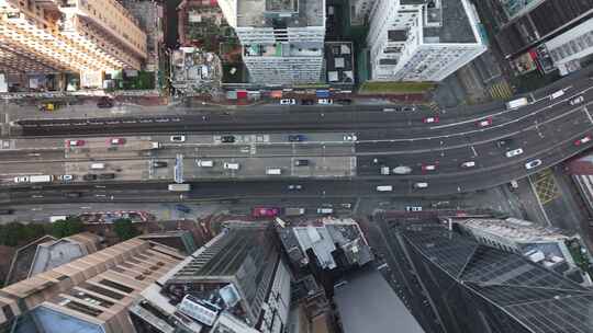 俯拍香港街道交通