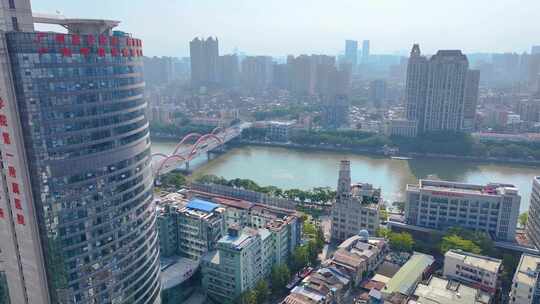 广州越秀区高楼大厦航拍广东珠江城市风景风