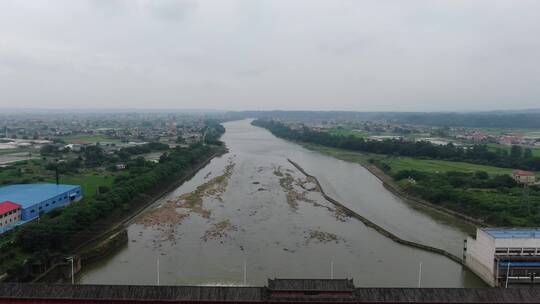 航拍湖南湘乡市涟水发电站