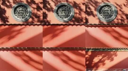 红墙宫墙树影子随时间变化高清在线视频素材下载