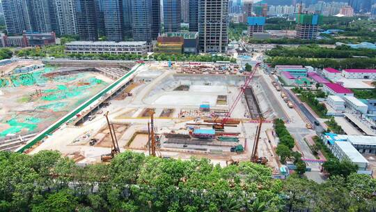 深圳湾超级总部基地建筑工地及交通航拍