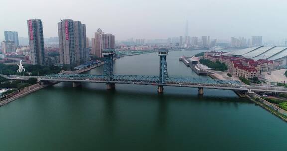 天津塘沽海门大桥航拍风景