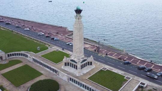 无人机拍摄沿海战争纪念馆视频素材模板下载